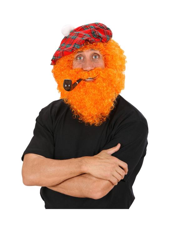Peluca Escocesa y Barba naranja