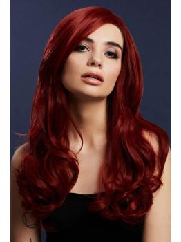 Peluca Fever Khloe, mezcla auténtica, Rojo rubí