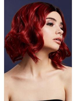 Peluca Fever Kourtney, mezcla de dos tonos, Rojo rubí