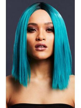 Peluca Fever Kylie, mezcla de dos tonos, Azul cerceta