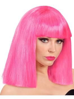 Peluca Flequillo Showgirl Fucsia