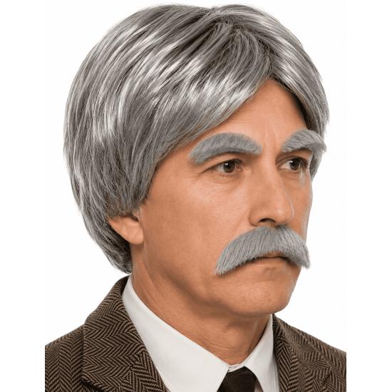 Peluca Gris con Bigote y Cejas para Disfraz de Época