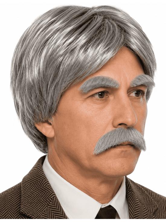 Peluca Gris con Bigote y Cejas para Disfraz de Época