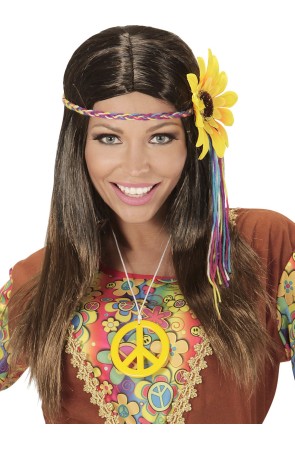 Peluca Hippie con Girasol mujer