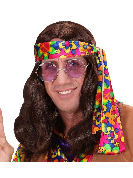 Peluca Hippie Flower Power para disfraces