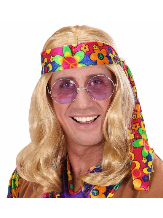 Peluca Hippie Flower Power para disfraces