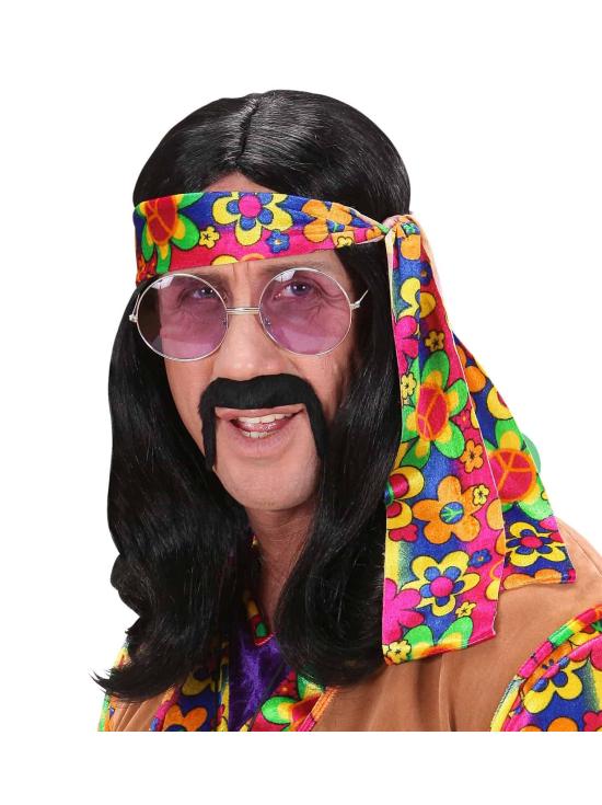 Peluca Hippie Flower Power para disfraces