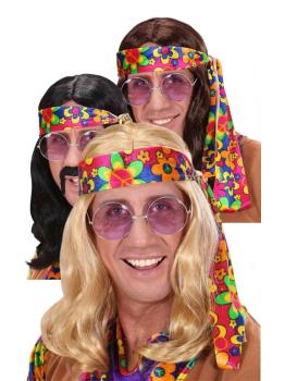 Peluca Hippie Flower Power para disfraces