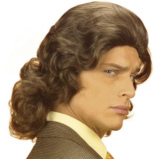 Peluca hombre años 70 castaña ^ Peluca hombre años 70 castaña ^