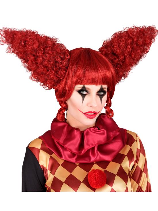 Peluca Killer Clown, roja, vintage, accesorio payaso de terror, disfraz Halloween