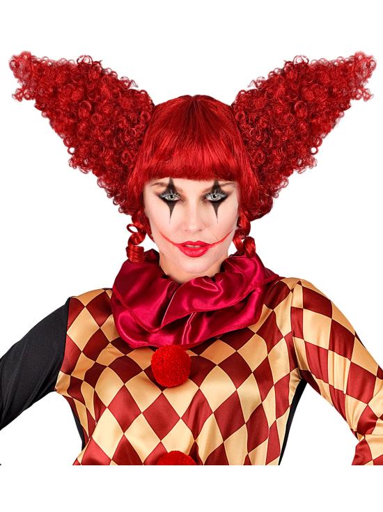 Peluca Killer Clown, roja, vintage, accesorio payaso de terror, disfraz Halloween