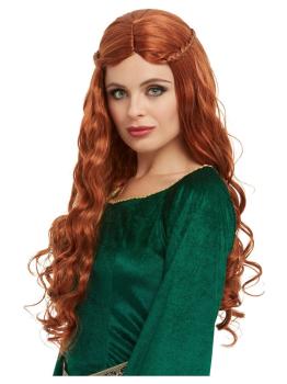 Peluca Medieval Castaña con Trenzas