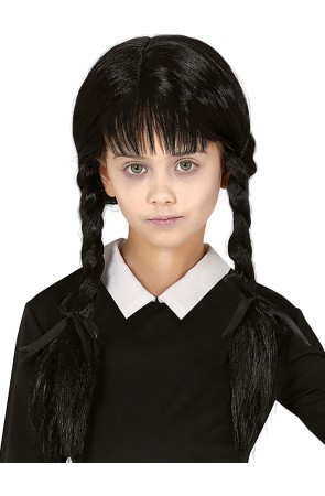 Peluca Miércoles Addams infantil económica