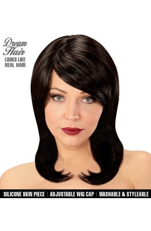 Peluca Morena de Media Melena con Flequillo Premium