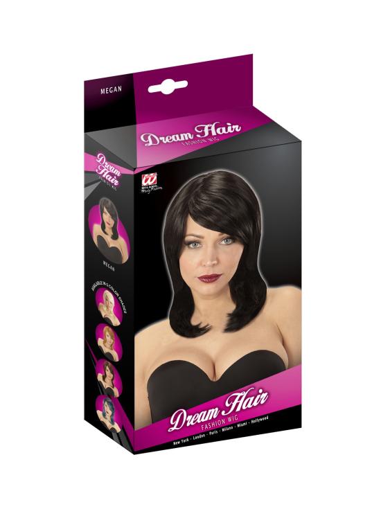 Peluca Morena de Media Melena con Flequillo Premium