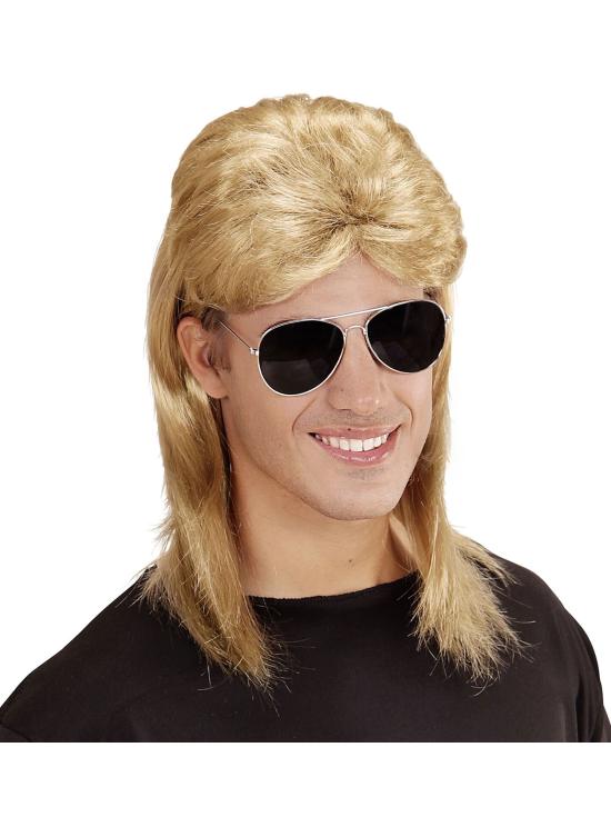 Peluca Mullet Años 80 con Gafas de sol