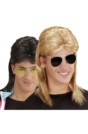 Peluca Mullet Años 80 con Gafas de sol