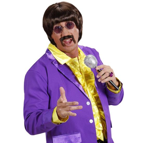 Peluca y Bigote Cantante años 70 Castaña