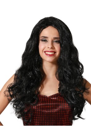 Peluca Ondulada Personajes Negra