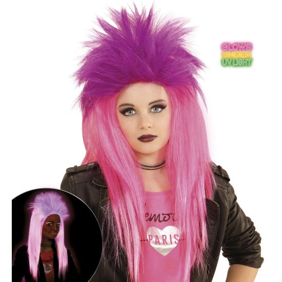 Peluca disfraz Punky Fluorescente Peluca disfraz Punky Fluorescente
