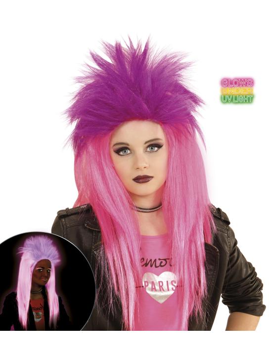 Peluca disfraz Punky Fluorescente
