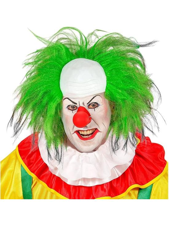 Peluca Payaso Calvo con Pelo Verde - Disfraz de Circo y Payaso de Terror