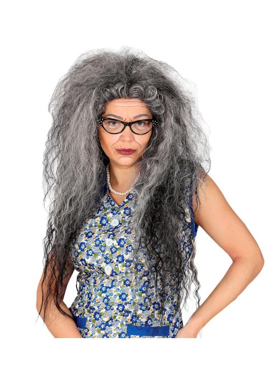 Peluca Peinado Gigante Gris: transforma tu look para Halloween o Carnaval