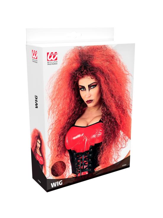 Peluca Peinado Gigante Roja: volumen extremo para un look infernal