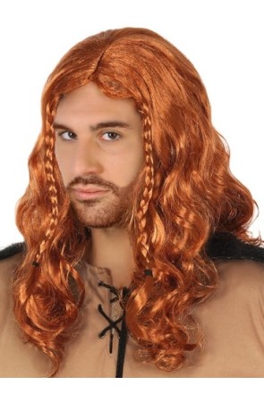 Peluca pelirroja Vikingo con Trenzas
