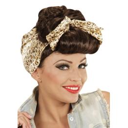 Peluca Pin Up castaña con Foulard