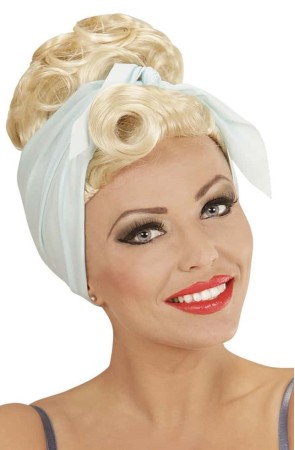 Peluca Pin Up Rubia con Foulard