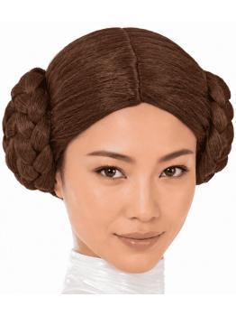 Peluca Princesa Leia Marrón con Moños Trenzados