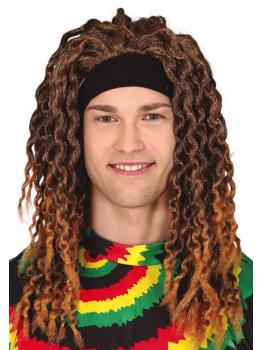 Peluca Rasta con Cinta Castaña