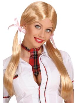 Peluca Rubia Colegiala coletas