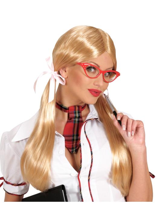 Peluca Rubia Colegiala coletas