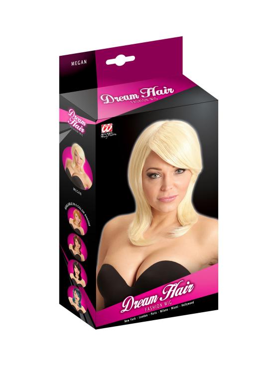 Peluca Rubia de Media Melena con Flequillo Premium