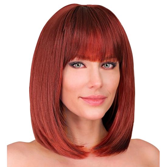 Peluca sintética estilo bob con flequillo