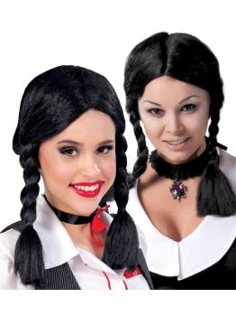 Peluca Trenzas Negras Colegiala .