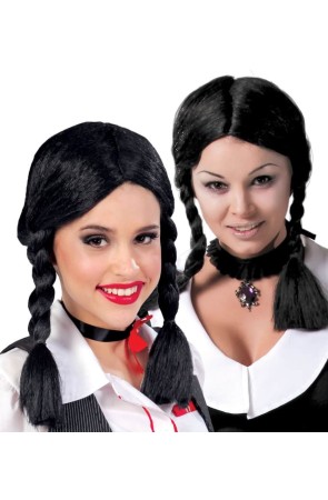 Peluca Trenzas Negras Colegiala .