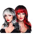 Peluca “Vampirosa” – larga con flequillo (Negra/Blanca y Negra/Roja)