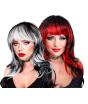 Peluca “Vampirosa” – larga con flequillo (Negra/Blanca y Negra/Roja)