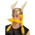 Peluca vikingo amarilla con bigote en estuche