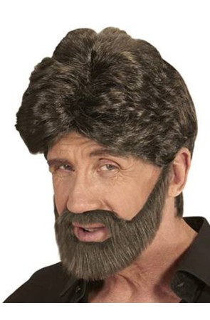 Peluca y Barba para Hombre Castaña Casual