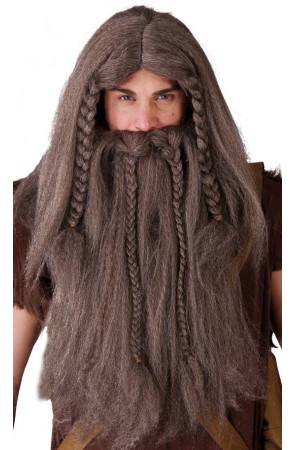 Peluca y Barba Vikingo color castaña