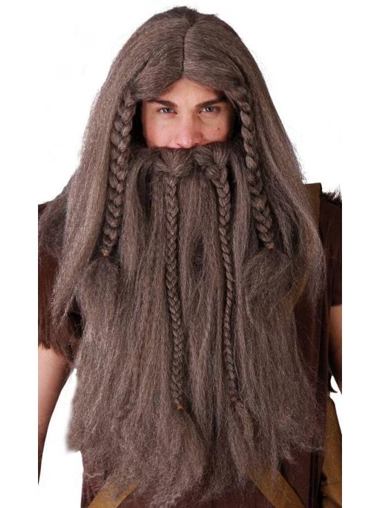 Peluca y Barba Vikingo color castaña