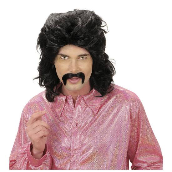 Peluca y Bigote Años 70 color Negra