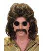 Peluca y Bigote hombre años 70 castaña