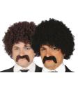 Peluca y bigote rizada para hombre 2 colores