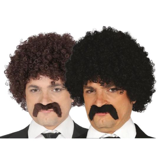Peluca y bigote rizada para hombre 2 colores