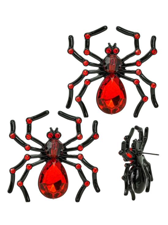 Pendientes Araña con Gema y Diamantes Rojos para Halloween